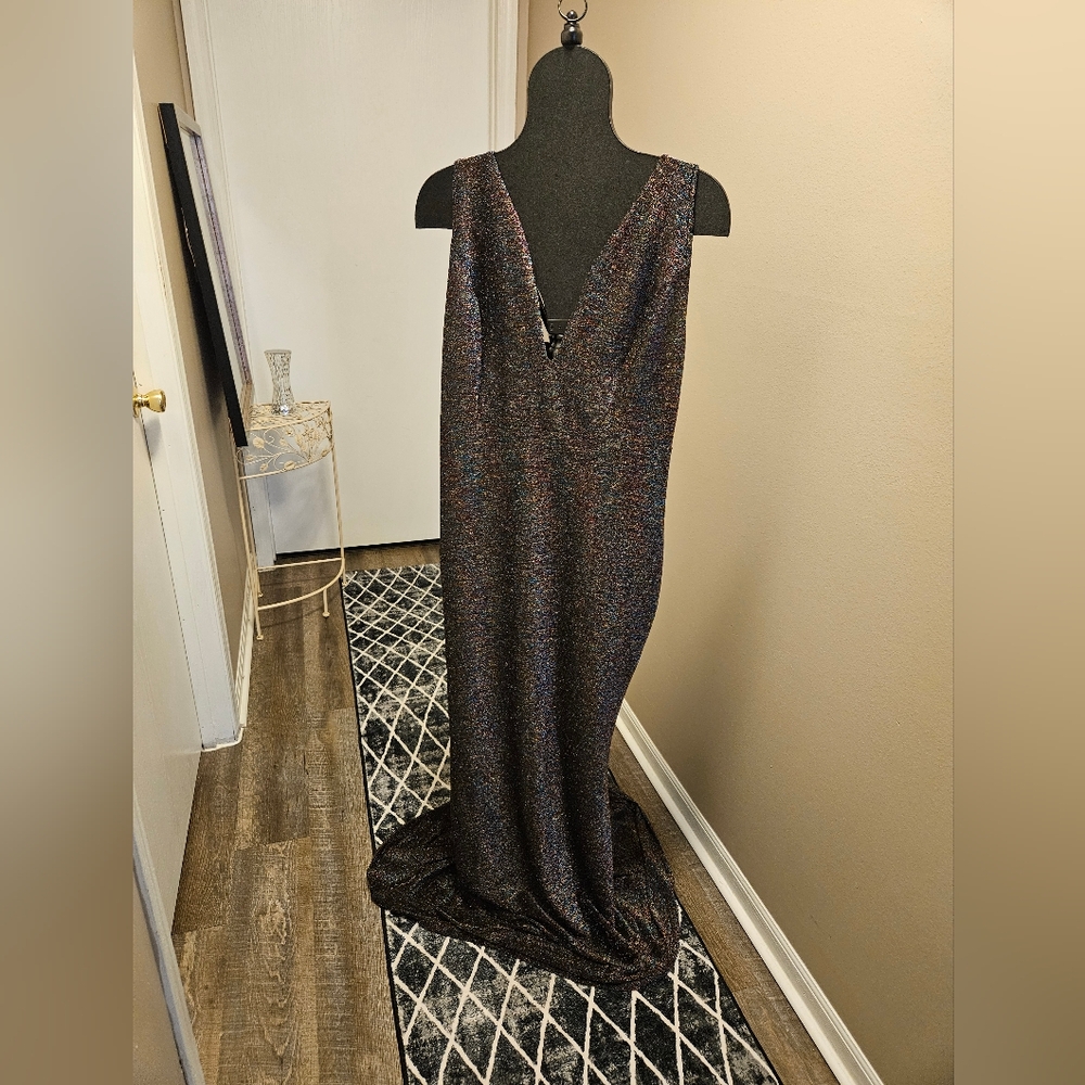 Shimmering Black and Brown Maxi Dress